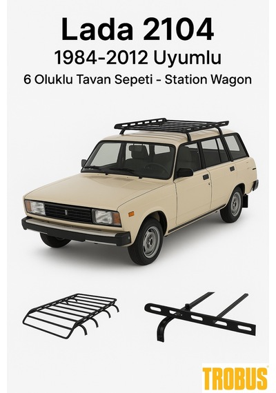 Lada 2104 1984-2012 Uyumlu 6 Oluklu Tavan Sepeti - Station Wagon