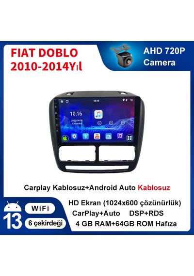 Fiat Doblo 2011-2014 Yıl 4gb Ram 64gb Rom 10" Multimedya
