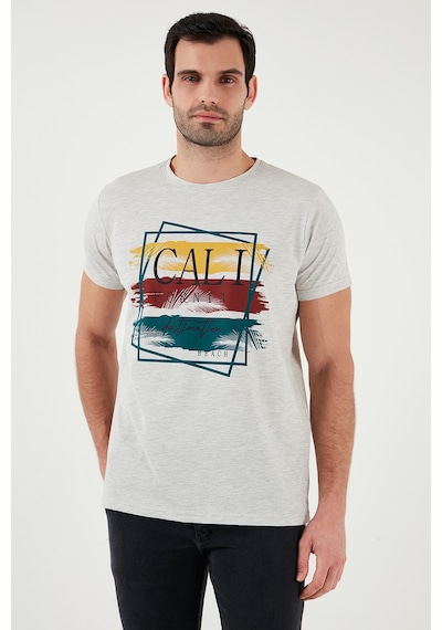 Buratti Pamuklu Slim Fit Bisiklet Yaka Erkek T Shirt 541California24 Açık Melanj