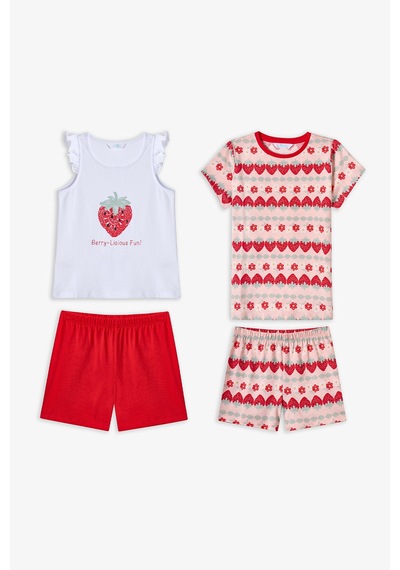 Penti  Kırmızı Kız Çocuk Berrylicious Pamuklu 2'li Pijama Takımı