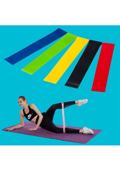 5 Li Pilates Bandı Plates Egzersiz Direnç Lastiği Seti Ucu Kapalı 5 Farklı Direnç Çok Renkli