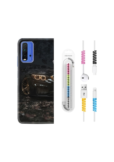Xiaomi Redmi 9T Kılıf +Kablo Koruyucu Black Car 1768