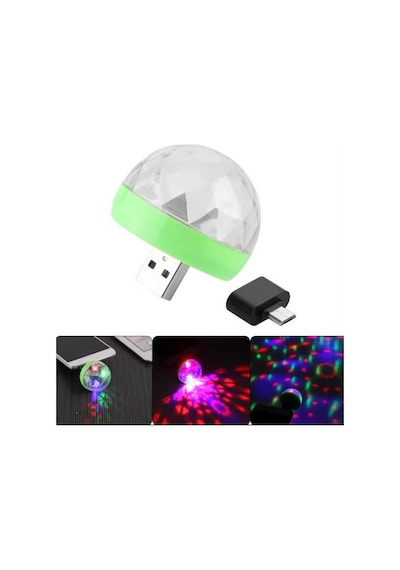 4w Usb Müzik Ritimli Ledli Sihirli Disko Topu Mikro Usb Otg Adaptörü