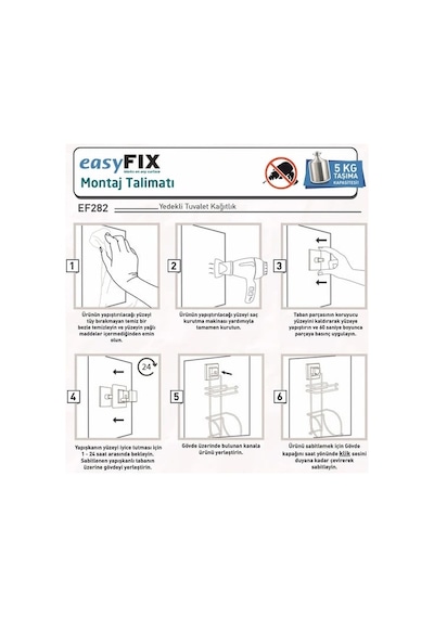 Tuvalet Kağıdı Askısı 2 Raf Yedekli Siyah Easyfix Siyah