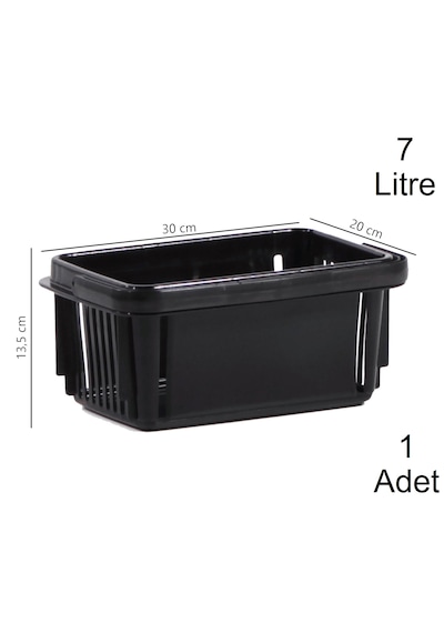 7 Litre Plastik Kozmetik Alışveriş El Sepeti Siyah 1 Adet / En:20 Boy:30 Yükseklik:13,5 Cm Siyah