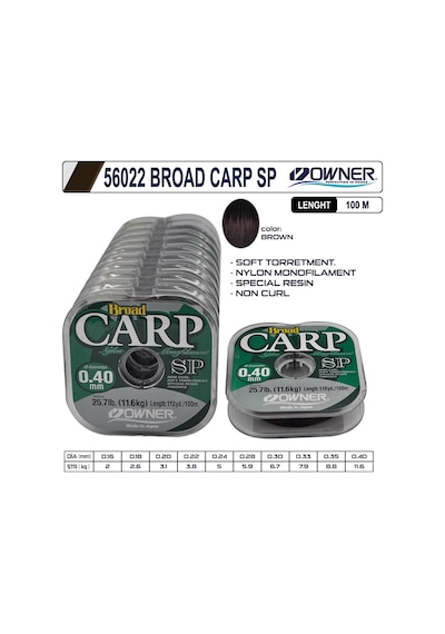 Owner 56022 Mm Broad Carp Sp 100m Brown Misina 0,30