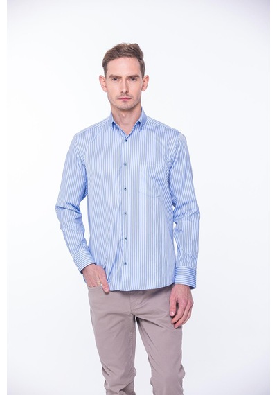 Fitmens Klasik Uzun Kol Premium Kalın Çizgili Hediye Kutulu Erkek Gömlek Fs-001266 - Mavi Beyaz-1433 MAVİ Fitmens Klasik Uzun Kol Premium Kalın Çizgili Hediye Kutulu Erkek Gömlek Fs-001266 - Mavi Beyaz-1433 MAVİ