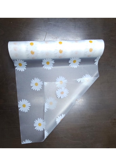 Papatya Tasarımlı Kaymaz Raf Astarı Rulosu -mutfak, Buzdolabı & Dolaplar Için Çekmece Matı, 45 X 10 Şeffaf