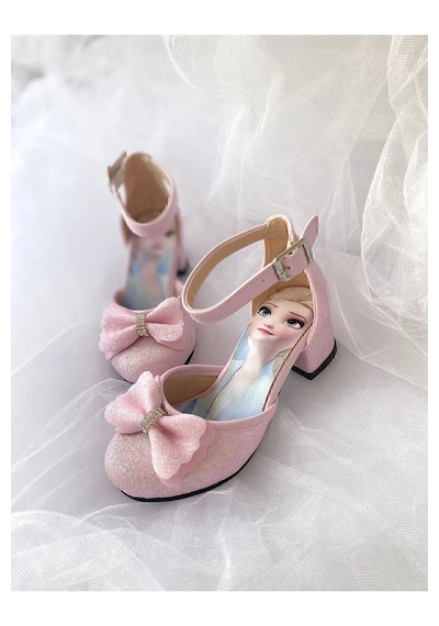Nese Shoes Kız Çocuk Fiyonklu Prenses Topuklu Ayakkabı Pembe