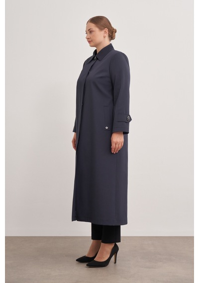 Aker 24aw07647112 Büyük Beden Trençkot 24aw07647112 014 Lacivert Lacivert