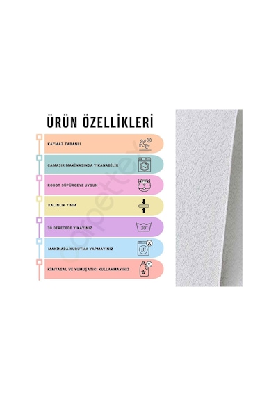 Antrasit Modern Geometrik Desenli Dijital Baskılı Kaymaz Tabanlı Yıkanabilir Halı Antrasit