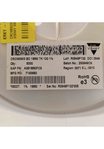 Crcw0603bc1m80tk100 1m8 603 Vıshay Direnç 500 Adet