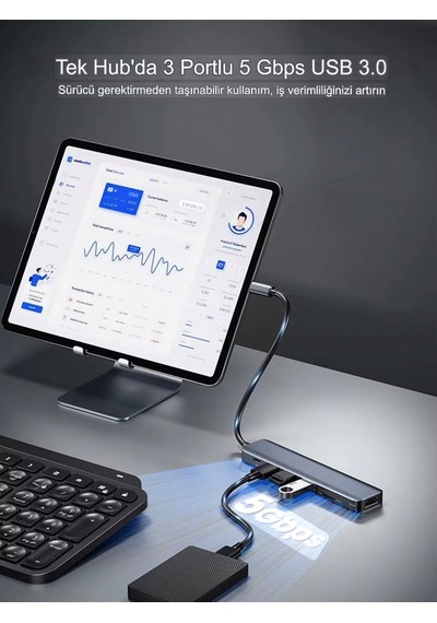 7in1 Aluminium Pd100w Hızlı Şarj 4k 60hz Hdm 3xusb 1xtype-c Tf/sd Usb Çoklayıcı Çevirici