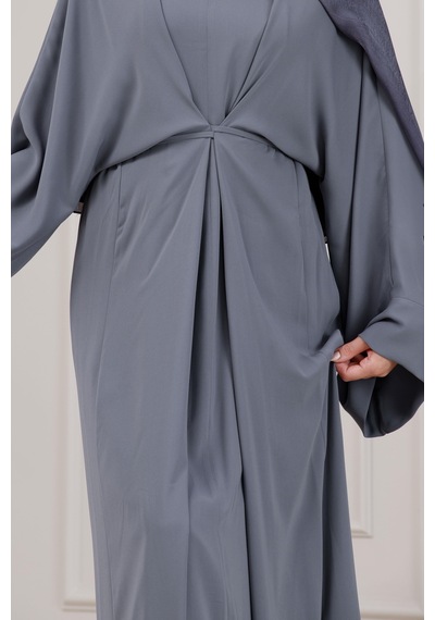 Sevitli Bağlamalı Maria Elbise-gri-5342 Gri
