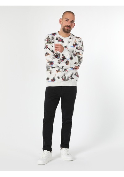Colin's Regular Fit Baskılı Beyaz Erkek Sweatshirt CL1061632_Q1.V1_SNM
