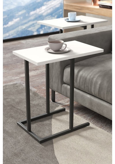 Retodesign 2 Li Beyaz Zigon Sehpa. Yan Sehpa 3100b