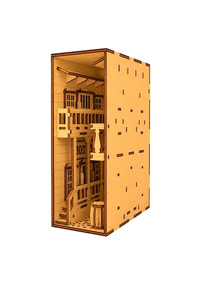 Wild West Diorama Book Nook Ahşap Maket Seti Dıy Miniatür Vahşi Batı Peri Led'li Kitaplık Dekoru