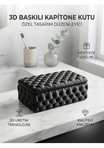 Kapitone Kutu Ve Özel Tasarım Düzenleyici Siyah