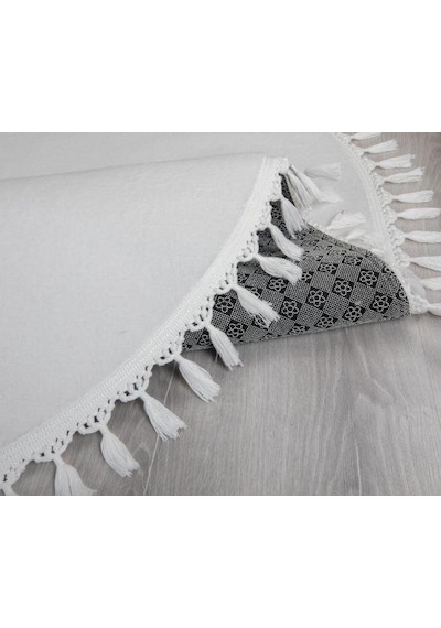 My Evilla Modern Simirna Dekoratif Peluş Oval Ponpon Saçaklı Klozet Takımı 001