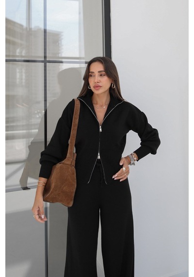 Unika Boutique Kadın Çift Fermuarlı Geniş Paça Triko Takım Çok Renkli Unika Boutique Kadın Çift Fermuarlı Geniş Paça Triko Takım Çok Renkli