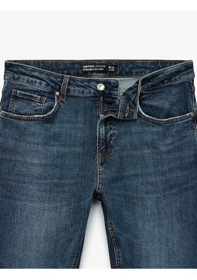 Koton Pamuklu Normal Bel Straight Fit Jean Pantolon - Mark Jean Koyu İndigo 6sam40071nd