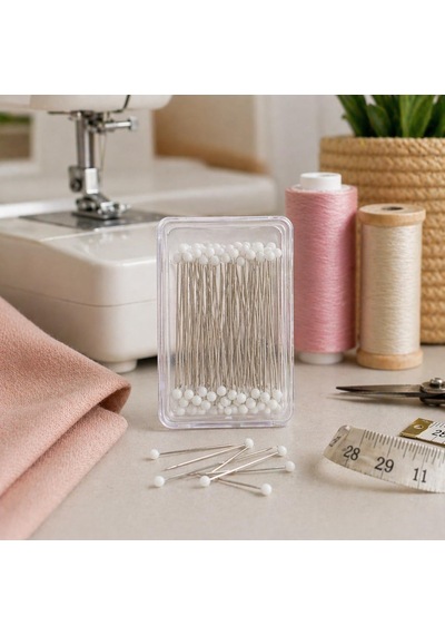 Orret Home 100 Adet Toplu İğne Başörtü İğnesi 3 Cm Düz Başlı Dikiş İğnesi Terzilik Kumaş Sabitleme İğnes