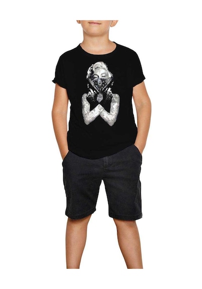 Zepplin Giyim Marilyn Monroe Gangsta Siyah Çocuk Tişört