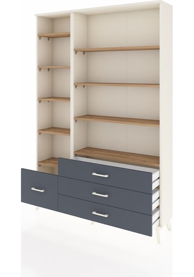 Arges Dolap 9 Raflı 4 Çekmeceli 132x30x195 Aytaşı-çam/antrasit Aytaşı