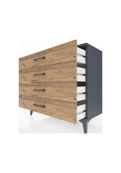 Kronos Şifonyer 4 Çekmeceli 88x59x80 Antrasit-çam Antrasit