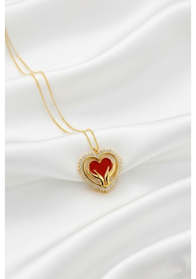 Çekirdekjewelry 925 Ayar Gümüş Avucumun Kalbı Kolye Sarı