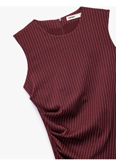 Koton Drape Detaylı Asimetrik Kesim Kolsuz Bisiklet Yaka Mini Elbise Bordo Çizgili 6wak80020uk Bordo Çizgili Koton Drape Detaylı Asimetrik Kesim Kolsuz Bisiklet Yaka Mini Elbise Bordo Çizgili 6wak80020uk Bordo Çizgili