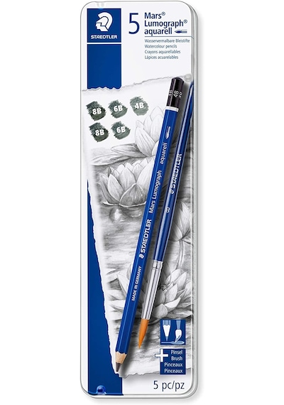 Staedtler Mars Lumograph Aquarell Kalem Seti 5'Li Fırça