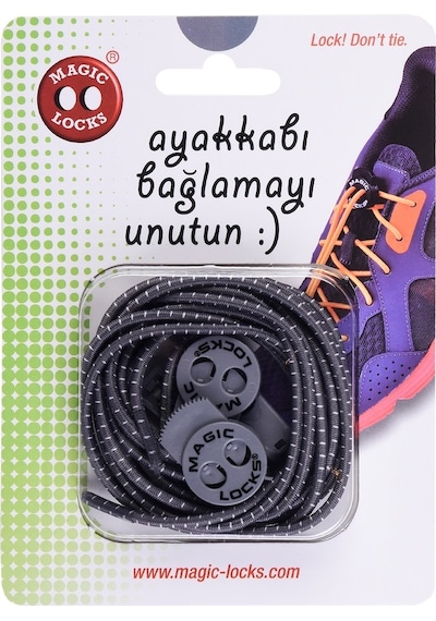 Magic Locks Yuvarlak Akıllı Bağcık-Gri Gri