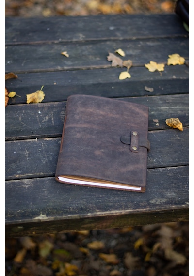 Kişiye İsme Özel Hakiki Deri A5 Defter / Ajanda Kestane