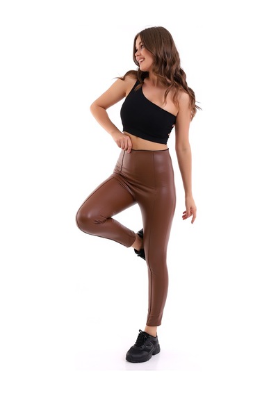 Winmoda34 Deri Tayt Içi Kürklü Çımalı Kahverengi