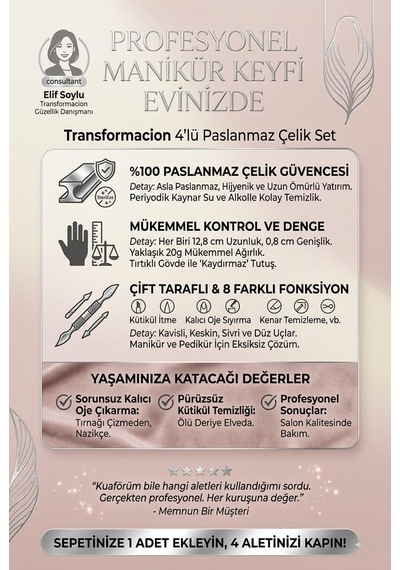 Profesyonel Çelik Kronk Seti Tırnak Temizleyici Et İtici Ve Temizleyici 723170