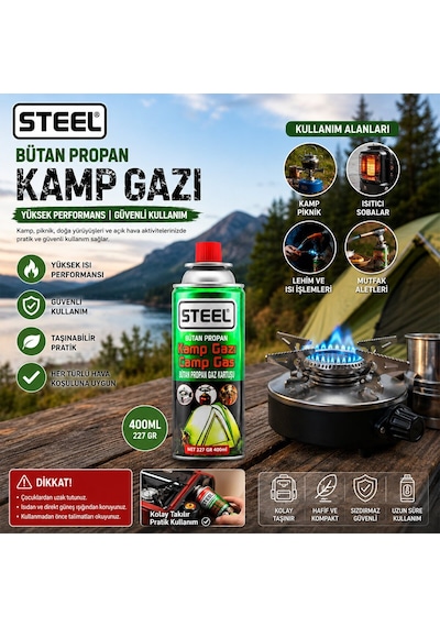 Steel Ck-7153 Bütan Gazı 220gr 400ml Kamp Piknik Çok Renkli