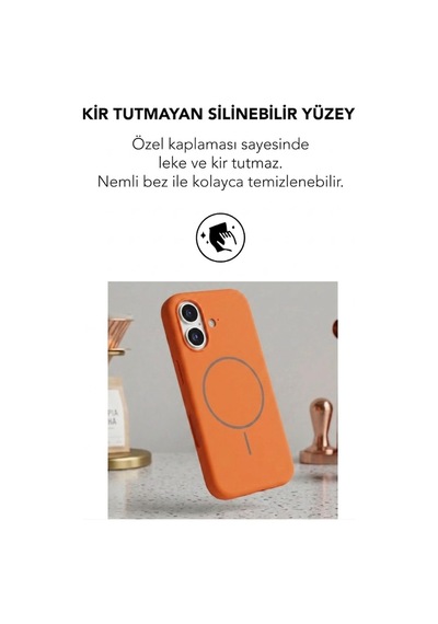 Apple İphone 16 Uyumlu Magsafe Lansman Silikon Kılıf Turuncu