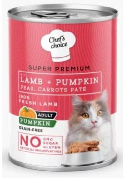 Chef's Choice Kuzu Etli Ve Bal Kabaklı Tahılsız Ezme Yetişkin Kedi Konservesi 400 Gr