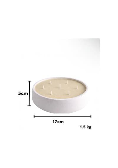 El Yapımı 1,5 Kg Beton Taş Kase Mum - Büyük Boy, Beyaz, Modern Dekoratif Mu