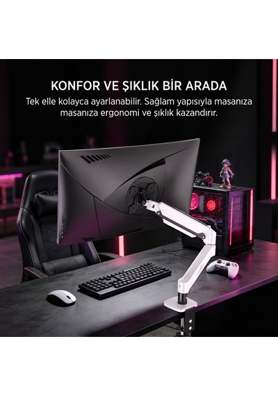 James Donkey Mr20 17 -32 Amortisörlü Tekli Monitör Standı Beyaz