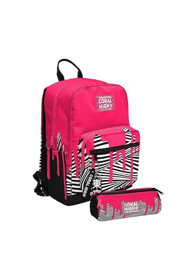 Coral High Kız Çocuk Dört Gözlü Okul Sırt Çantası Ve Kalemlik Seti - Pembe Siyah Beyaz Boya Desenli - İlkokul Ve Ortaokul İçin Uygun Çok Renkli Coral High Kız Çocuk Dört Gözlü Okul Sırt Çantası Ve Kalemlik Seti - Pembe Siyah Beyaz Boya Desenli - İlkokul Ve Ortaokul İçin Uygun Çok Renkli