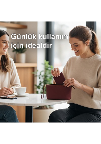 Hakiki Deri El Yapımı Bordo Clutch Çanta Yumuşak Deri Günlük Kadın Çantası Bileklik Askılı