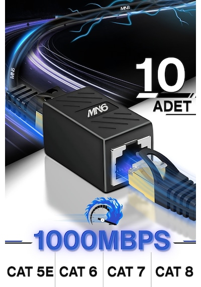 Mn6 M13x Kablo Birleştirici/10adet-cat5-cat6-cat7-cat8-uyumlu/lan Kablosu Birleştirici Ara Aparatı