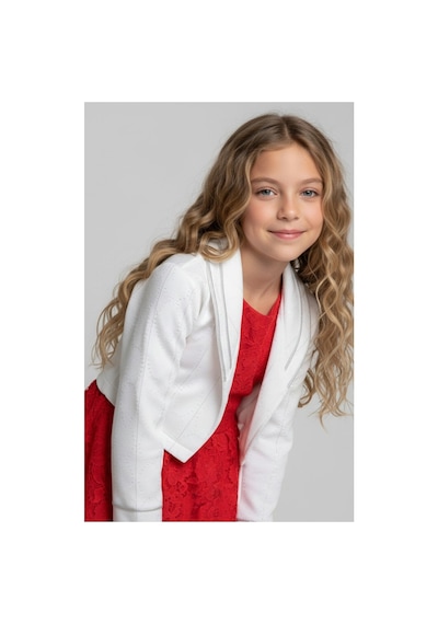 Fesshera Kids Kız Çocuk Dantel Elbise Bolero Ceket Takım 9-12 Yaş Kırmızı