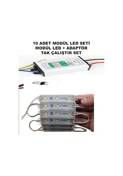 10 Ledli Beyaz Akvaryum Modül Led Trafolu Lamba Aydınlatma Tak Çalıştır