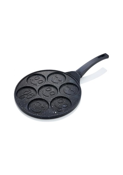 27 Cm Döküm Granit Emojili Pancake Tavası Yapışmaz Granit Kaplama Krep Ve Pancake Tavası Dayanıklı Ve Eşit Isı Dağılımlı Tava