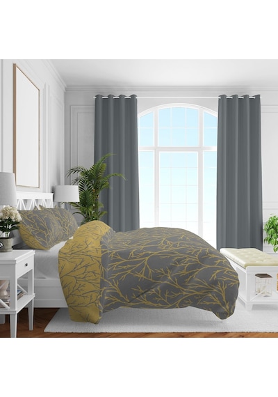 Düz Pamuk Saten Nevresim Setleri, Sarı, Queen Size 0