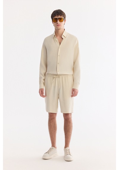 Avva Erkek Ekru Beli Lastikli Nefes Alan Modal Karışımlı Soft Touch Relaxed Fit Şort A61y3703