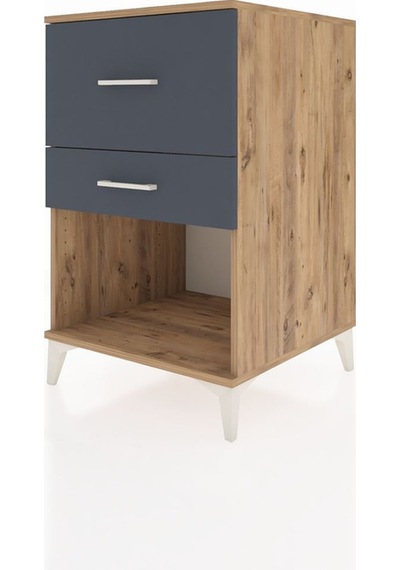 Kronos Komodin 2 Çekmeceli 60x59x96 Çam-antrasit Atlas Çam